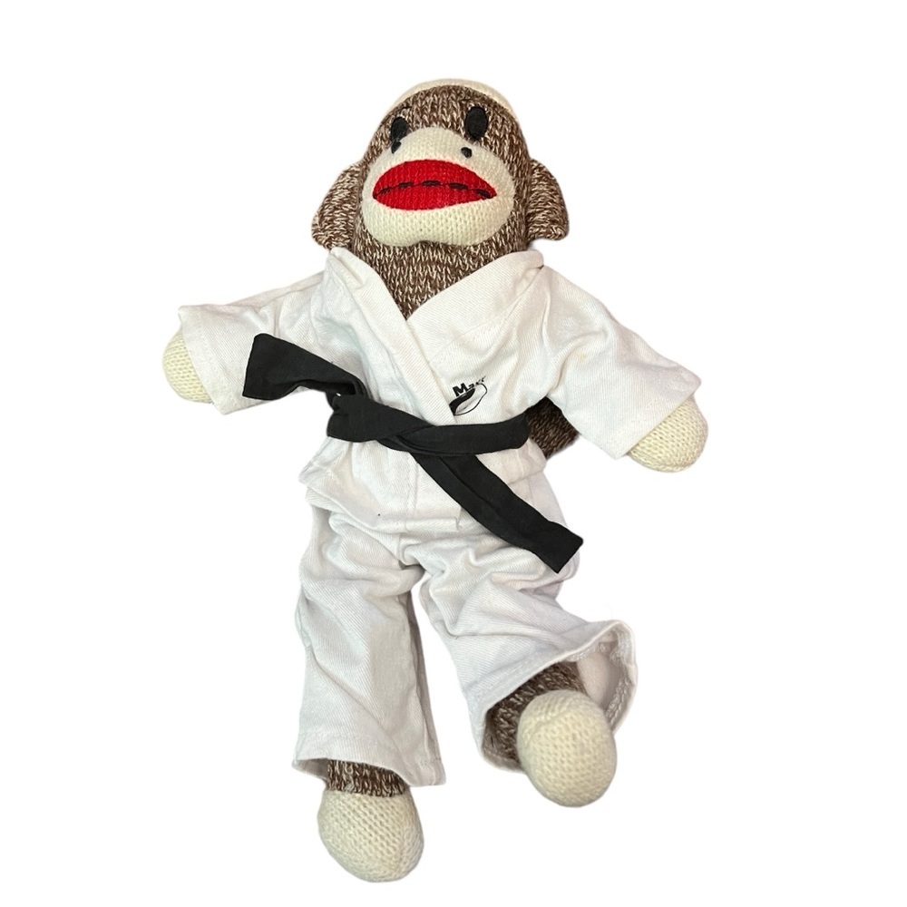 Vintage Stuffed Sock Monkey with Kung Fu Outfit